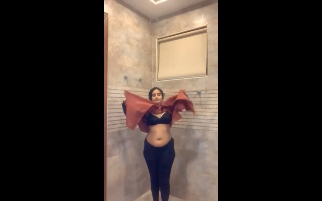 Punjabi girl showing big ass behind camera