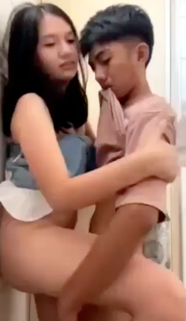 Young cute couple doing in public