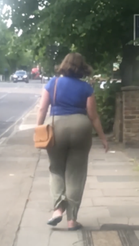 Bbw aunty record ass from backside while waking